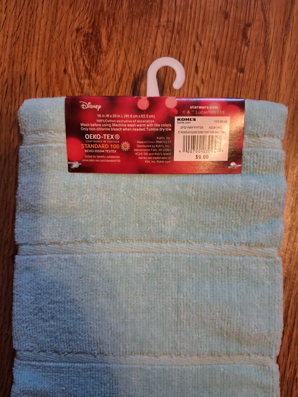 Star Wars Mandalorian Grogu Baby Yoda Christmas Hand Towel Kohl's NWT